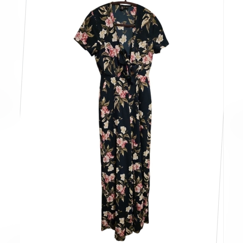 NWOT Volcom Haute Tropic Wide Leg Floral Jumpsuit Pant Suit Dark Green Size XS - Picture 4 of 11